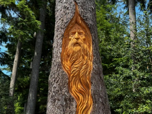 Old Man Wood Spirit with Beard- Astoria, OR